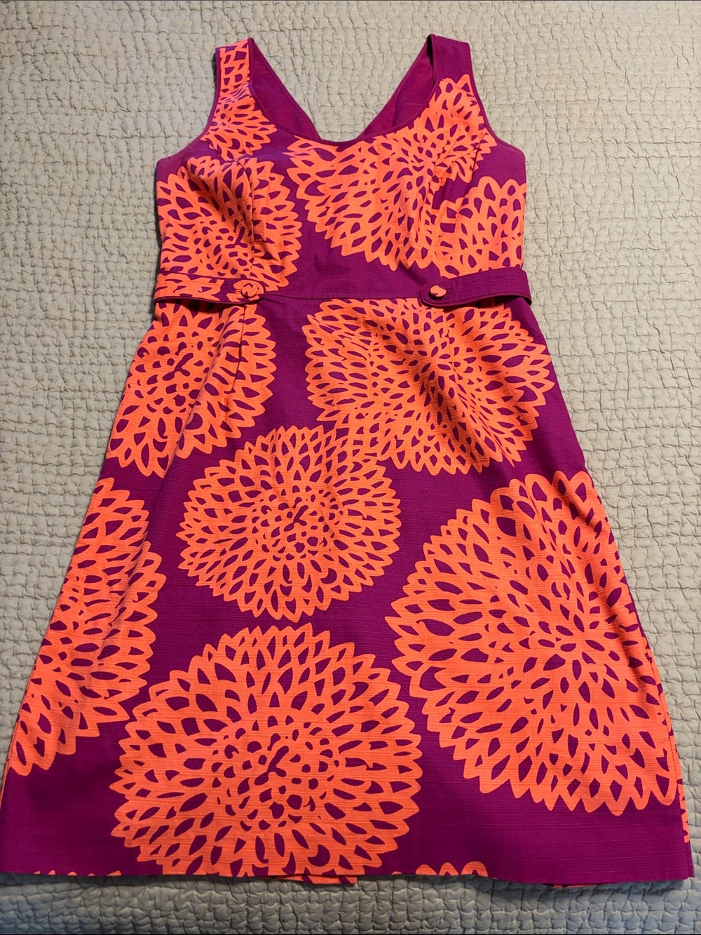 Boden Bright Fuchsia and Coral Floral Fit-and-Flare Dress